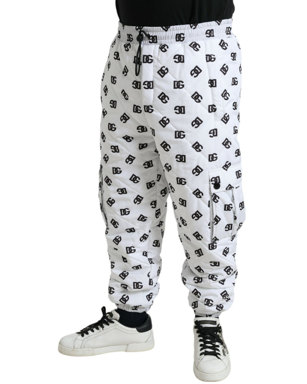 White Logo DG Print Men Jogger Sweatpants Pants