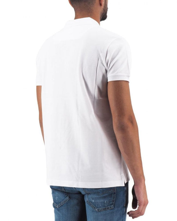 Elegant White Cotton Polo Shirt with Contrasting Logo