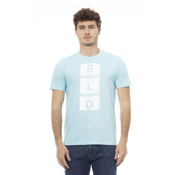 Light Blue Cotton Men T-Shirt