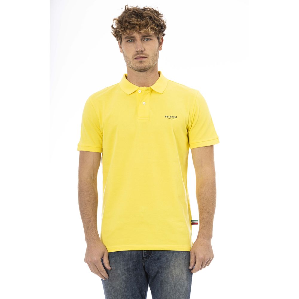 Yellow Cotton Men Polo Shirt