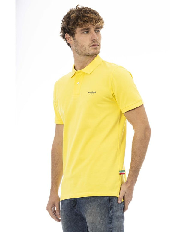 Yellow Cotton Men Polo Shirt