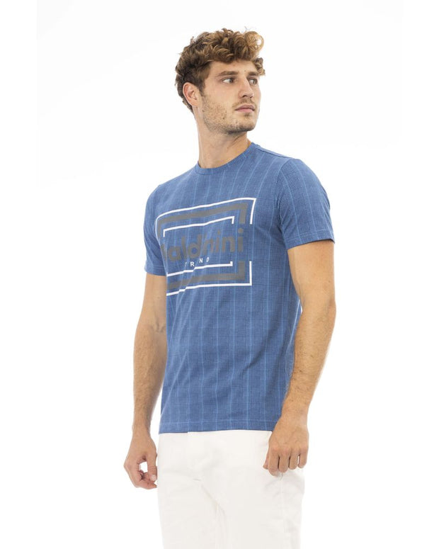 Blue Cotton Men T-Shirt
