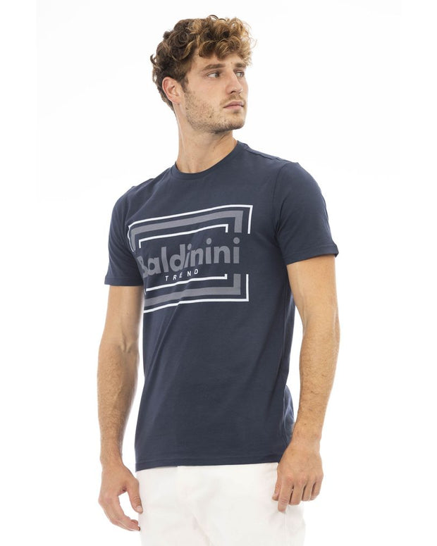 Blue Cotton Men T-Shirt