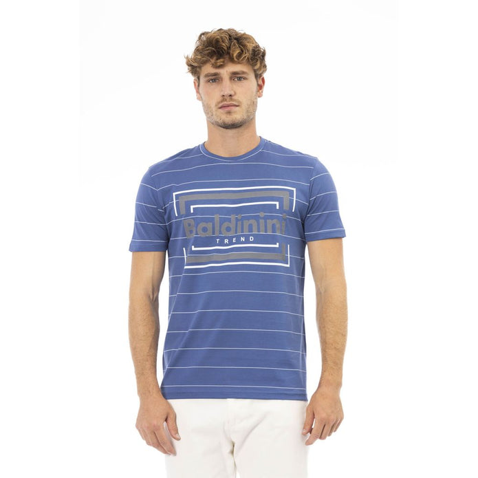 Blue Cotton Men T-Shirt