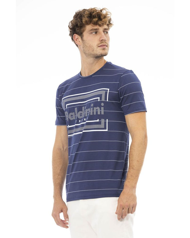 Blue Cotton Men T-Shirt
