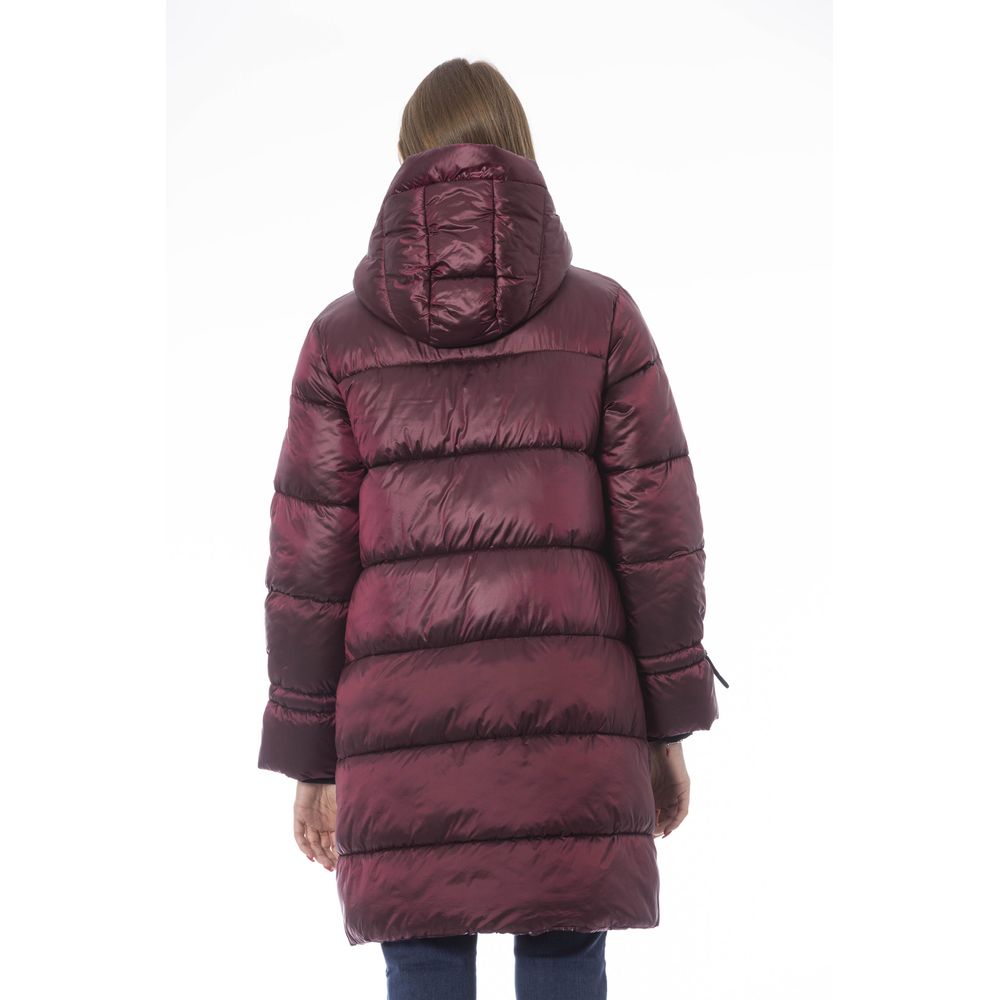 Burgundy Nylon Women Jacket