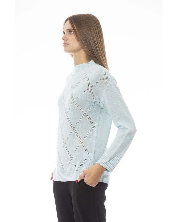 Light Blue Wool Women Sweater