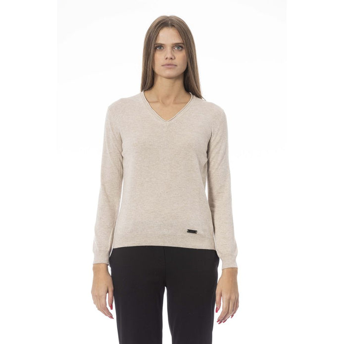 Beige Cashmere Women Sweater