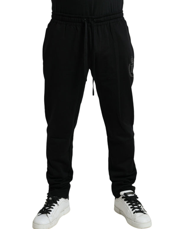 Black Cotton Logo Jogger Men Sweatpants Pants