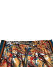 Multicolor Marble Print Satin Pants