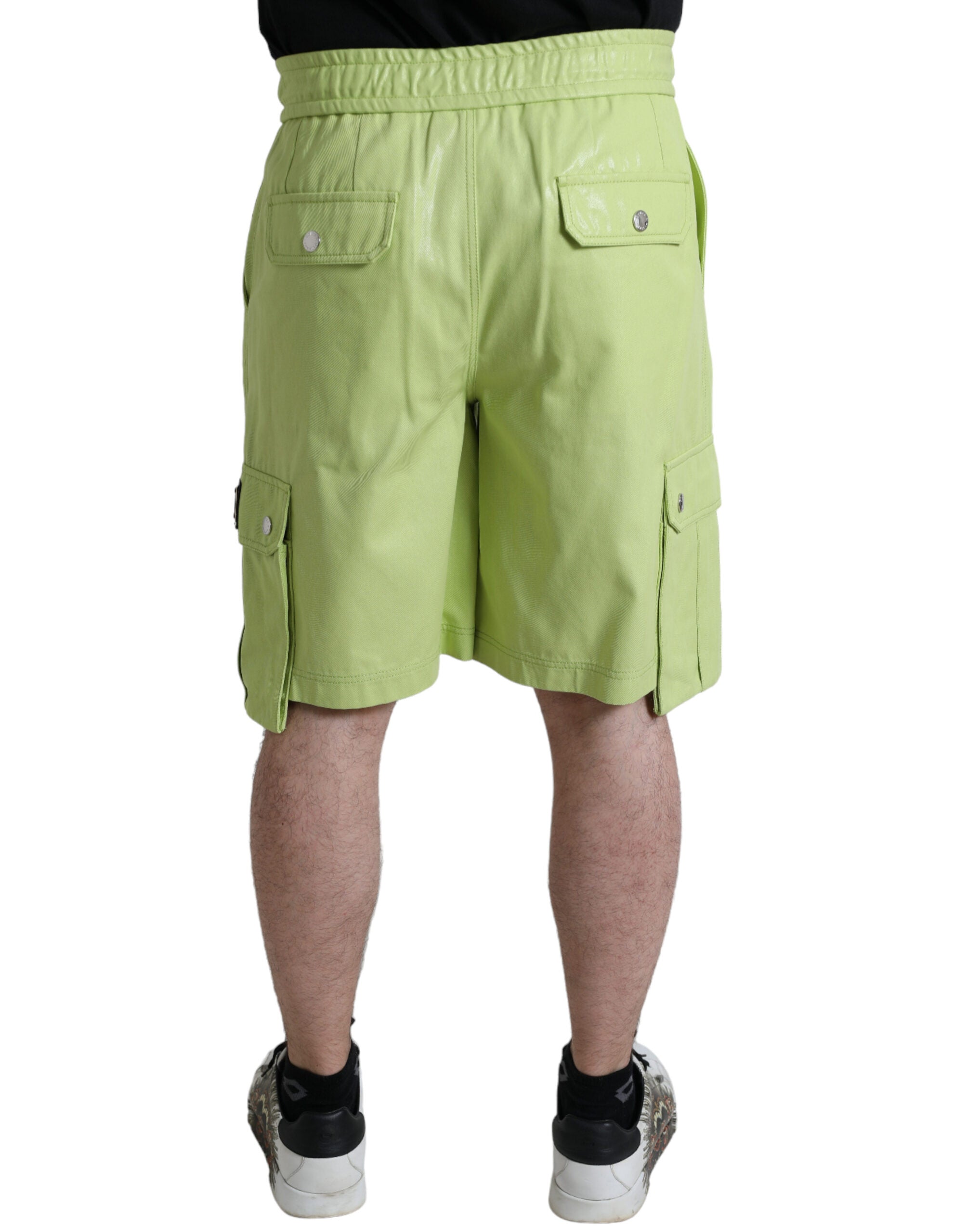 Chic Light Green Cotton Bermuda Shorts