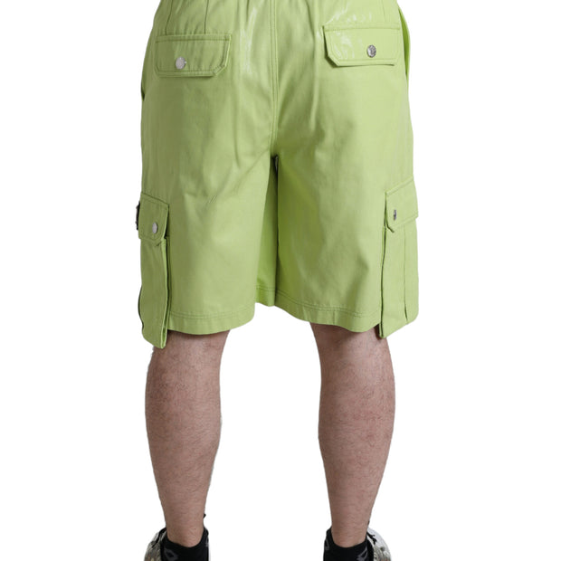 Chic Light Green Cotton Bermuda Shorts