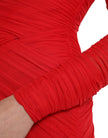 Red Nylon Stretch Cut Out Midi Dress