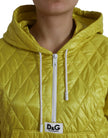 Yellow Nylon Quilted Hooded Pullover Jacket