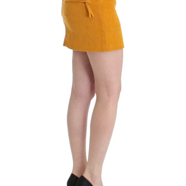 Chic Yellow Corduroy Mini Skirt