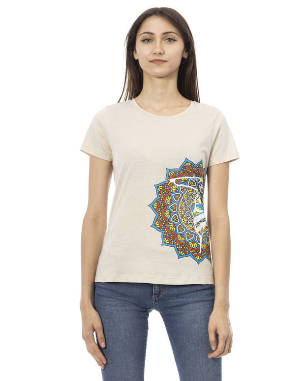 Beige Cotton Women T-Shirt