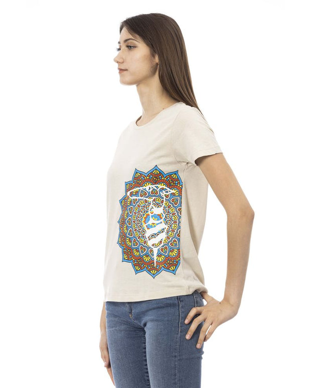 Beige Cotton Women T-Shirt
