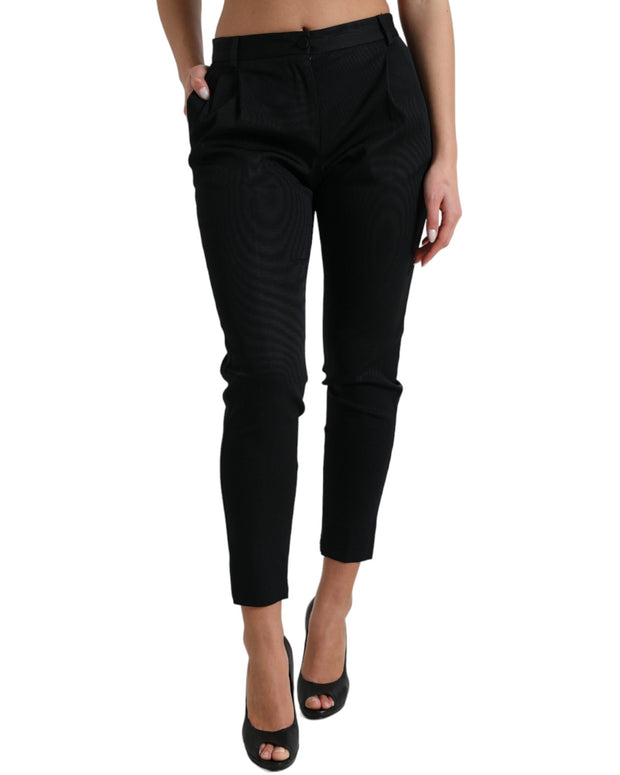 Black Mid Waist Skinny Cropped Pants