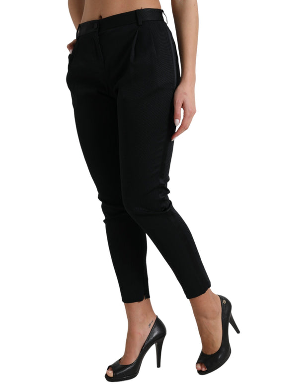 Black Mid Waist Skinny Cropped Pants