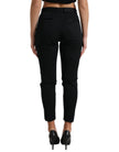 Black Mid Waist Skinny Cropped Pants