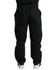 Black Polyester Logo Straight Pants