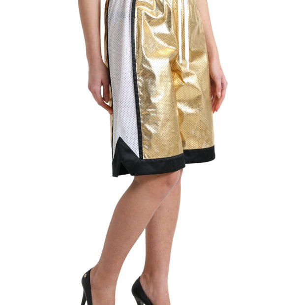 Elevated Elegance: High Waist Golden Shorts