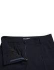 Blue Mid Waist Tapered Cropped Pants