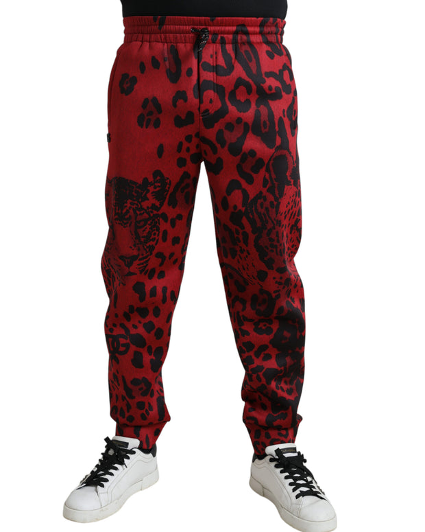 Red Black Leopard Stretch Jogger Pants