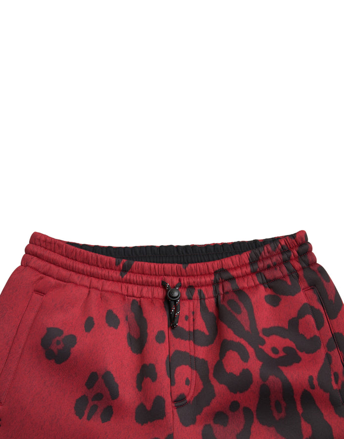 Red Black Leopard Stretch Jogger Pants