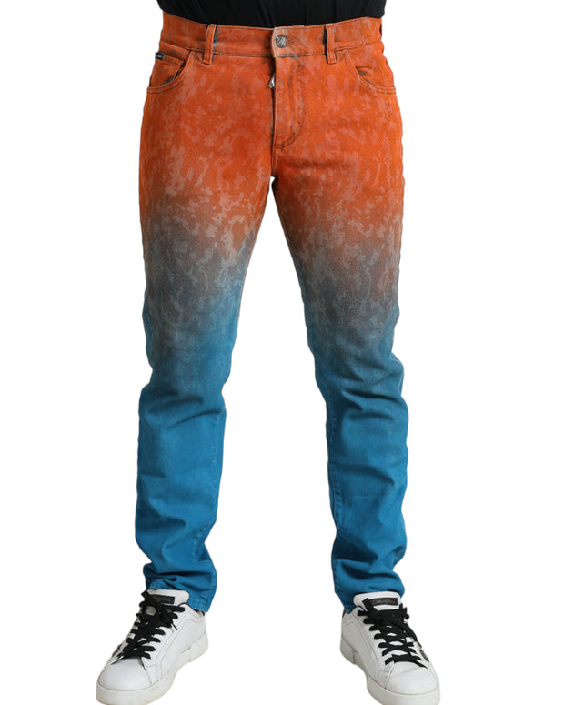 Multicolor Ombre Cotton Slim Fit Denim Jeans
