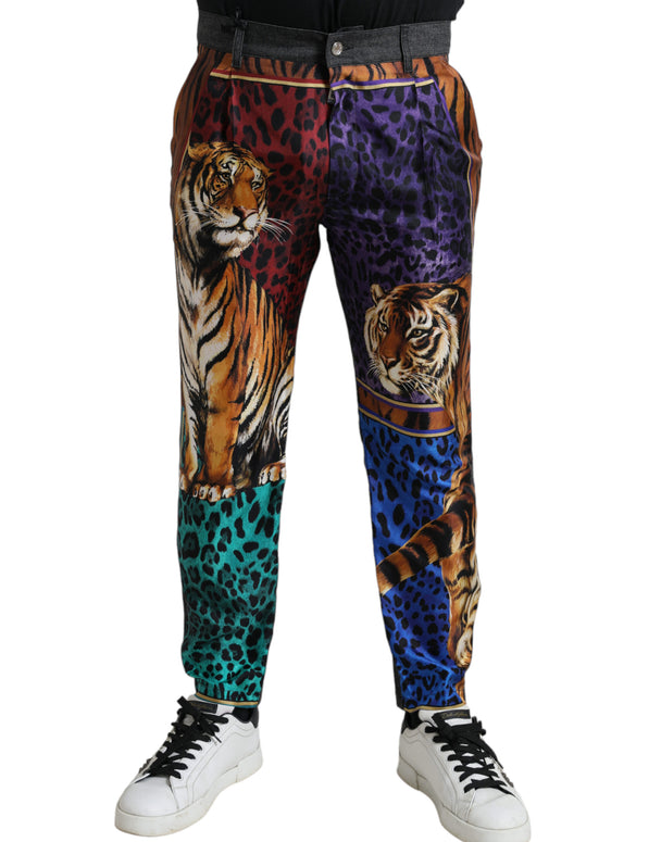 Multicolor Tiger Cotton Loose Denim Jeans