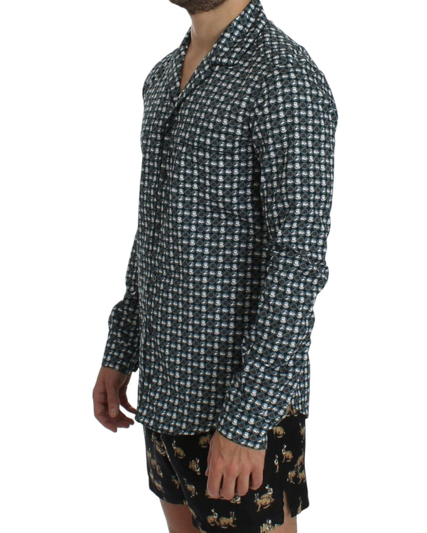 Green Hat Print Cotton Pajama Shirt Sleepwear