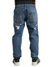 Blue Tattered Cotton Men Denim Jeans