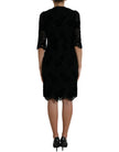 Black Floral Lace Cotton Bodycon Dress