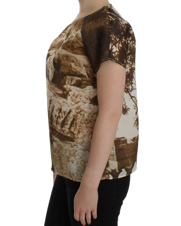 Brown Taormina silk blouse