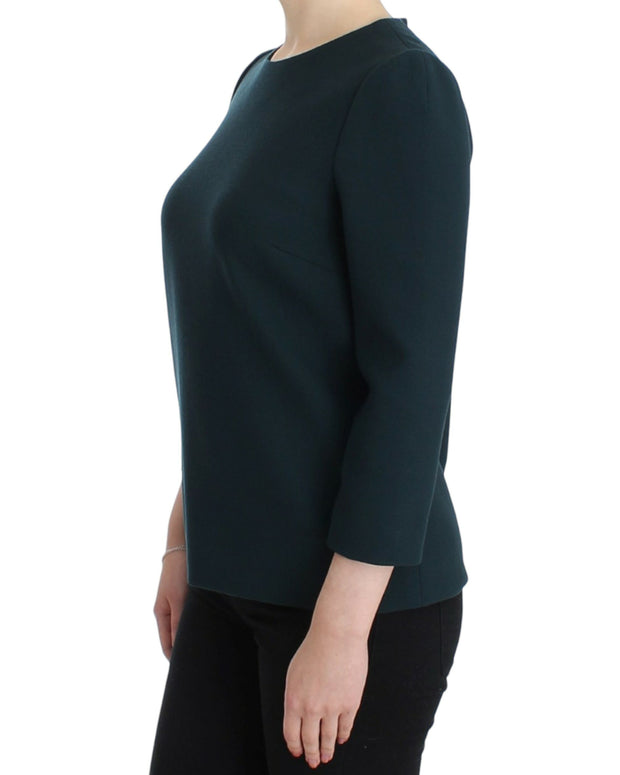 Green 3/4 sleeve wool blouse