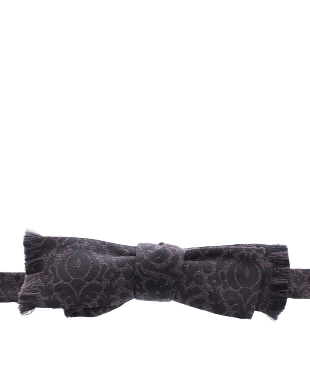 Gray Black Wool Silk Bow Tie