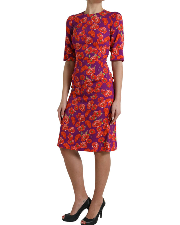 Multicolor Floral Poppy Print Sheath Dress