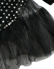 Black Crystal Embellished A-line Gown Dress