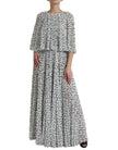 White Polka Dot A-line Pleated Maxi Dress