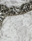 White Lace Crystal Embellished Shift Dress