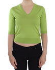 Green Wool V-neck Pullover Sweater Top