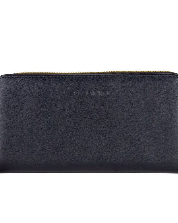 Chic Black Leather Zip Wallet