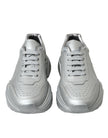 Elegant Silver Calfskin Leather Sneakers