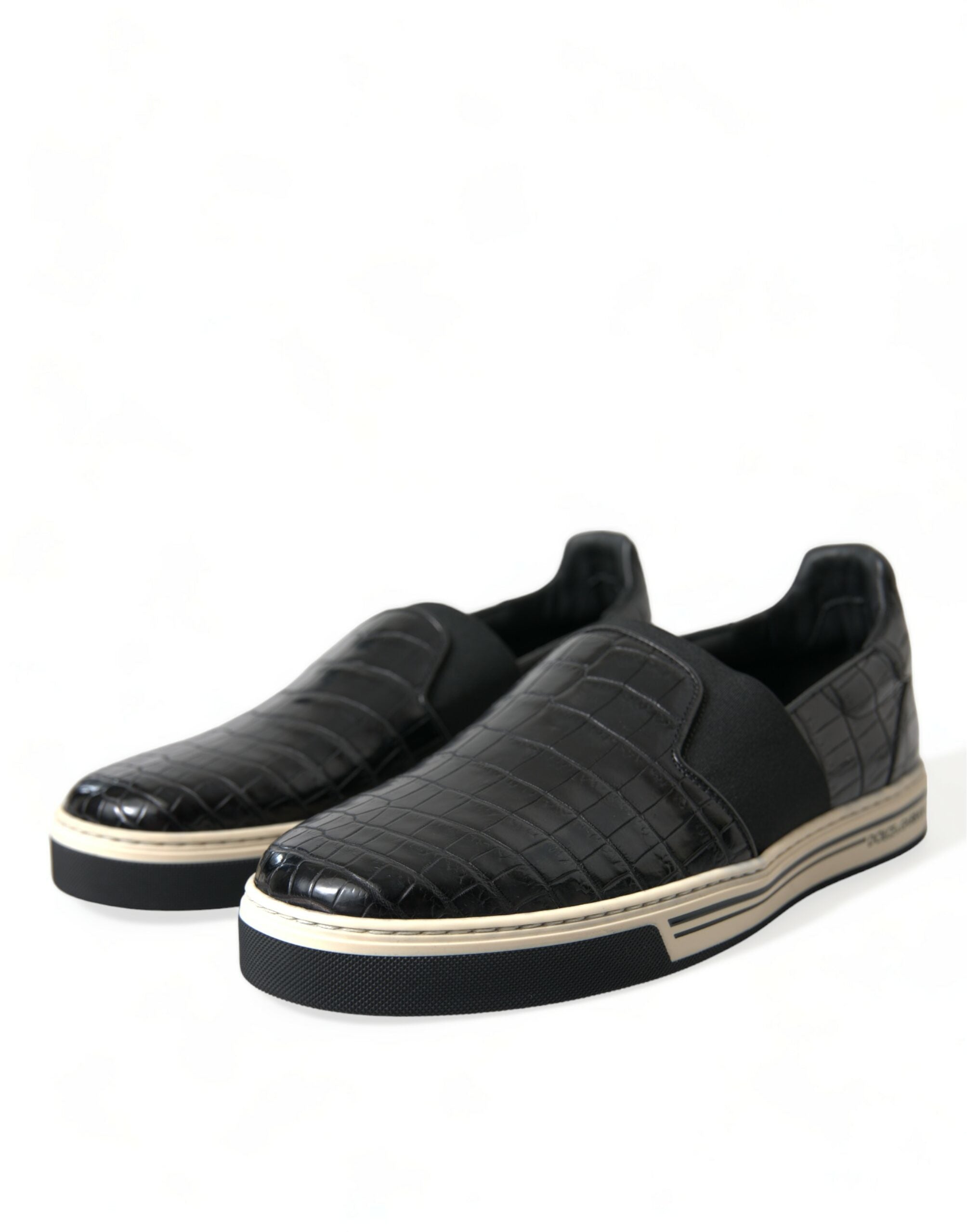 Elegant Crocodile Leather Low-Top Sneakers