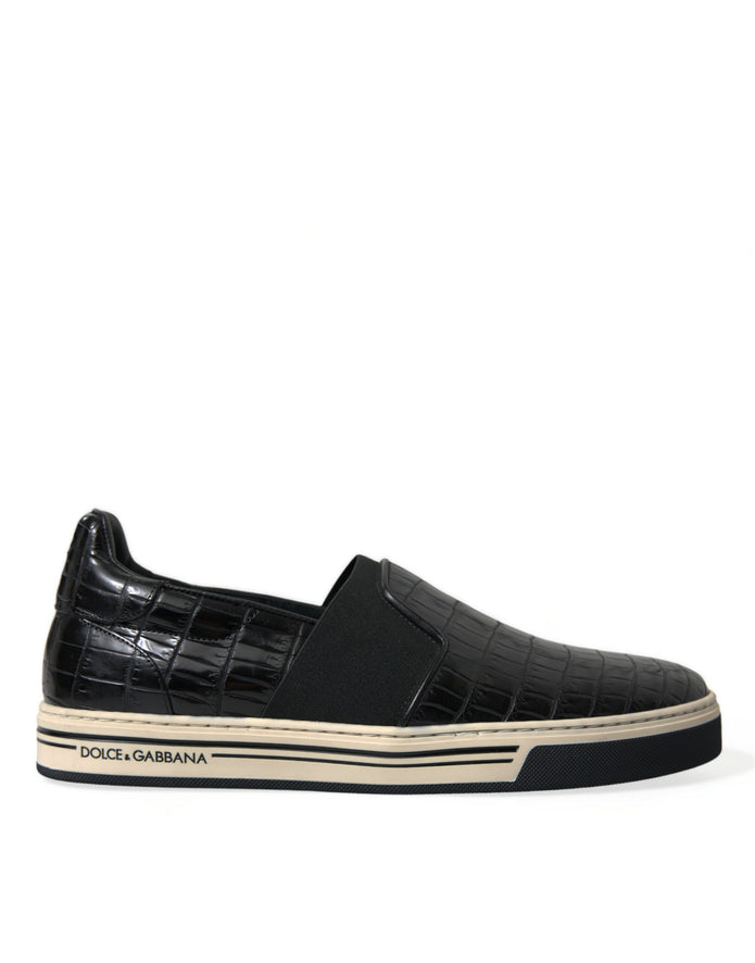 Elegant Crocodile Leather Low-Top Sneakers