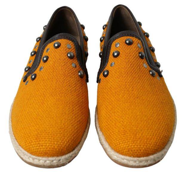 Exclusive Orange Canvas Loafers with Studs