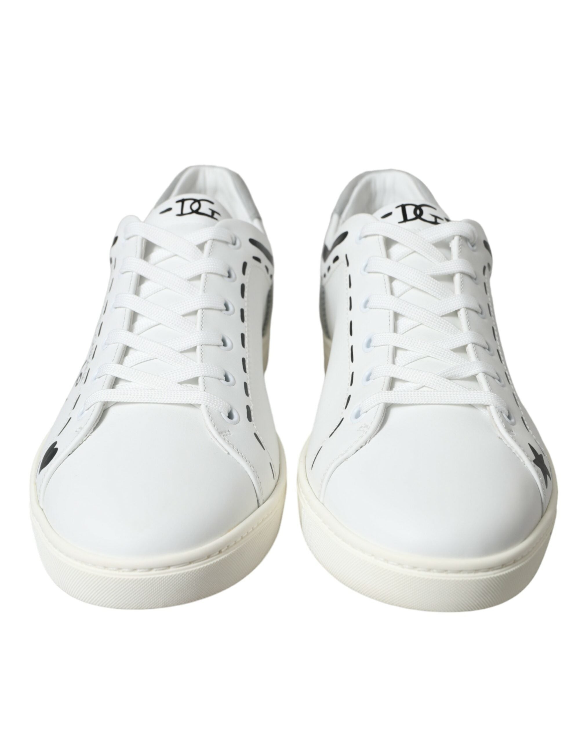 Elegant White Calfskin Leather Sneakers