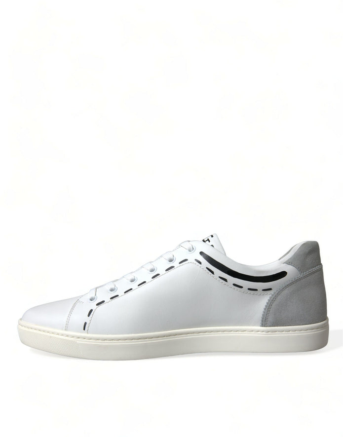 Elegant White Calfskin Leather Sneakers