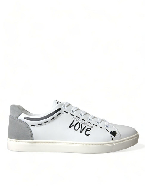 Elegant White Calfskin Leather Sneakers